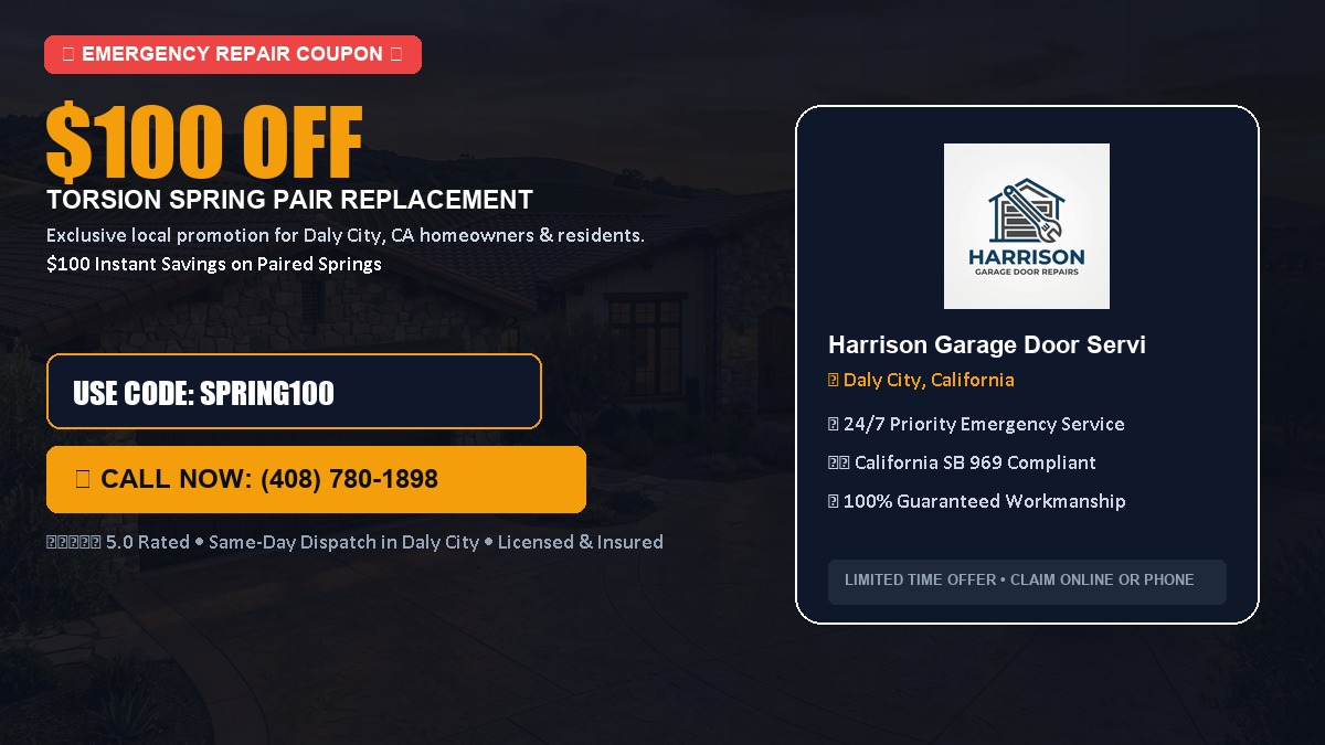 $100 OFF Heavy-Duty Torsion Spring Pair Replacement in Daly City, CA