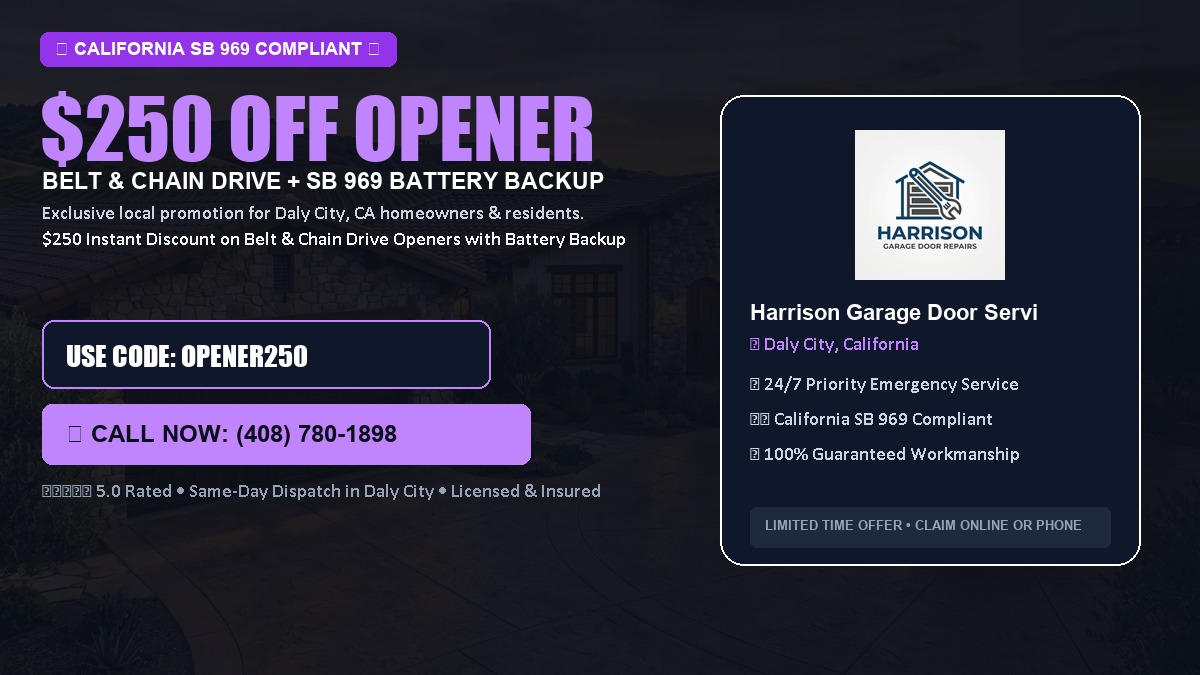 $250 OFF Smart Garage Door Opener Installation (Belt & Chain Drive with California SB 969 Battery Backup) in Daly City, CA