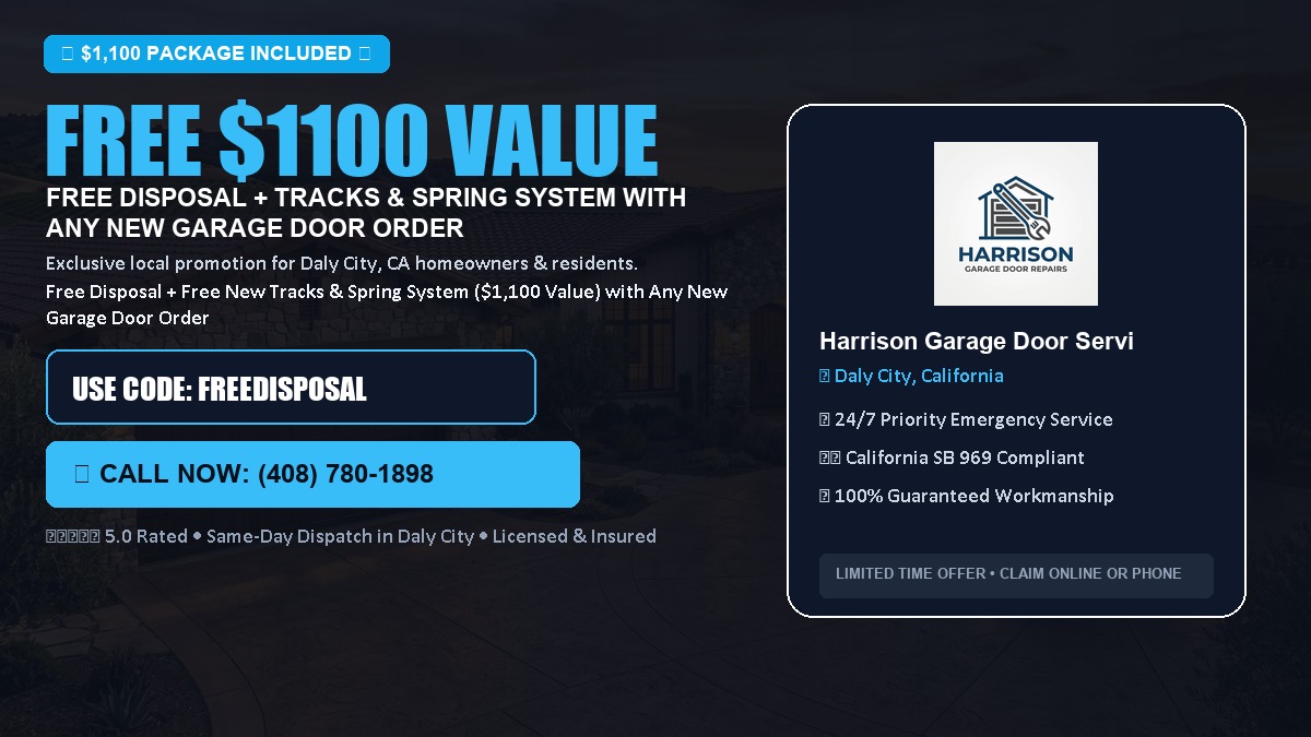 Free Disposal + Free New Tracks & Spring System with Any New Garage Door Order ($1100 Value) in Daly City, CA